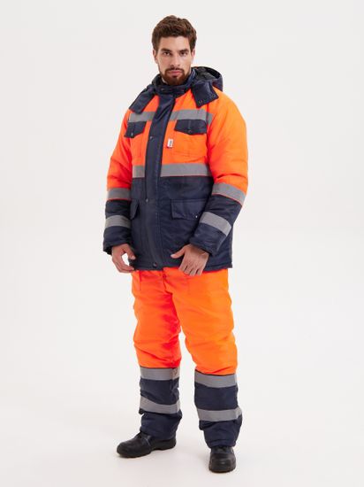 Костюм зимний "Зарница" полукомбинезон (оранжевый/синий)