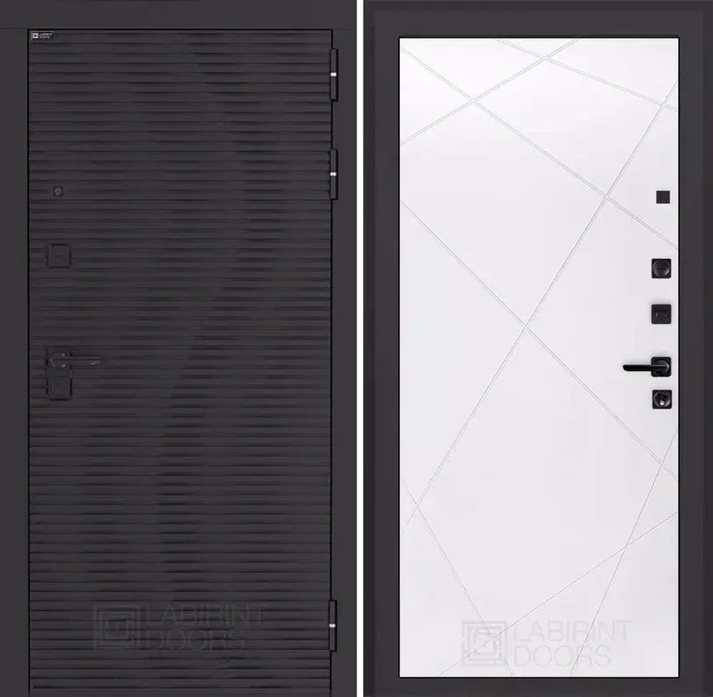 Входная металлическая дверь VOLCANO (Вулкан) Антрацит софт / 24 Лучи Белый софт (белый матовый, без текстуры)
