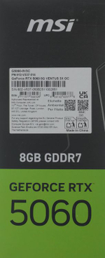 Видеокарта MSI NVIDIA  GeForce RTX 5060 RTX 5060 8G VENTUS 3X OC 8ГБ Ventus 3X, GDDR7, OC,  Ret