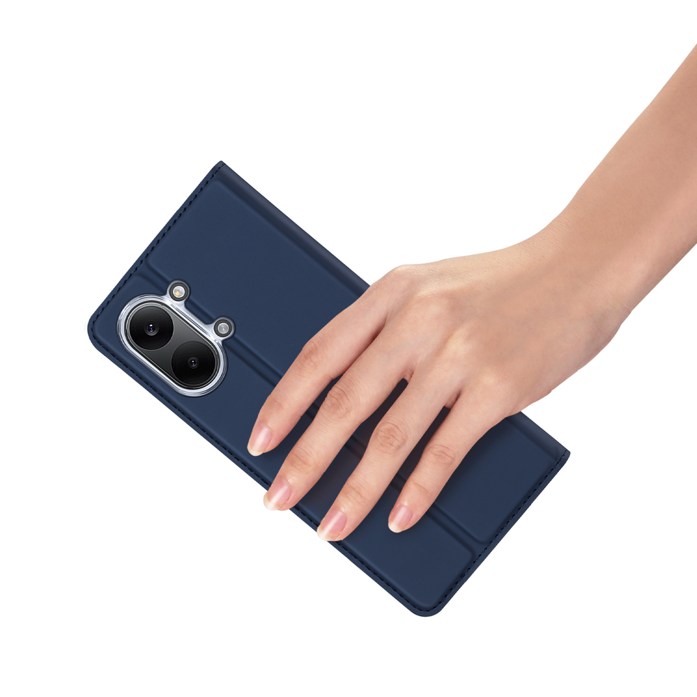 Чехол книжка синего цвета из кожи для Xiaomi Redmi Turbo 5 Max и Poco X8 Pro Max, серия Skin Pro Series от Dux Ducis