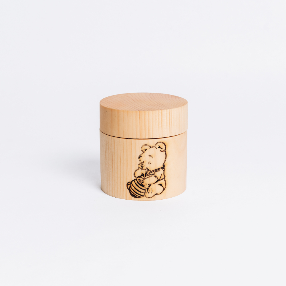 Герметичный контейнер (баночка) с крышкой из сибирского кедра. K58