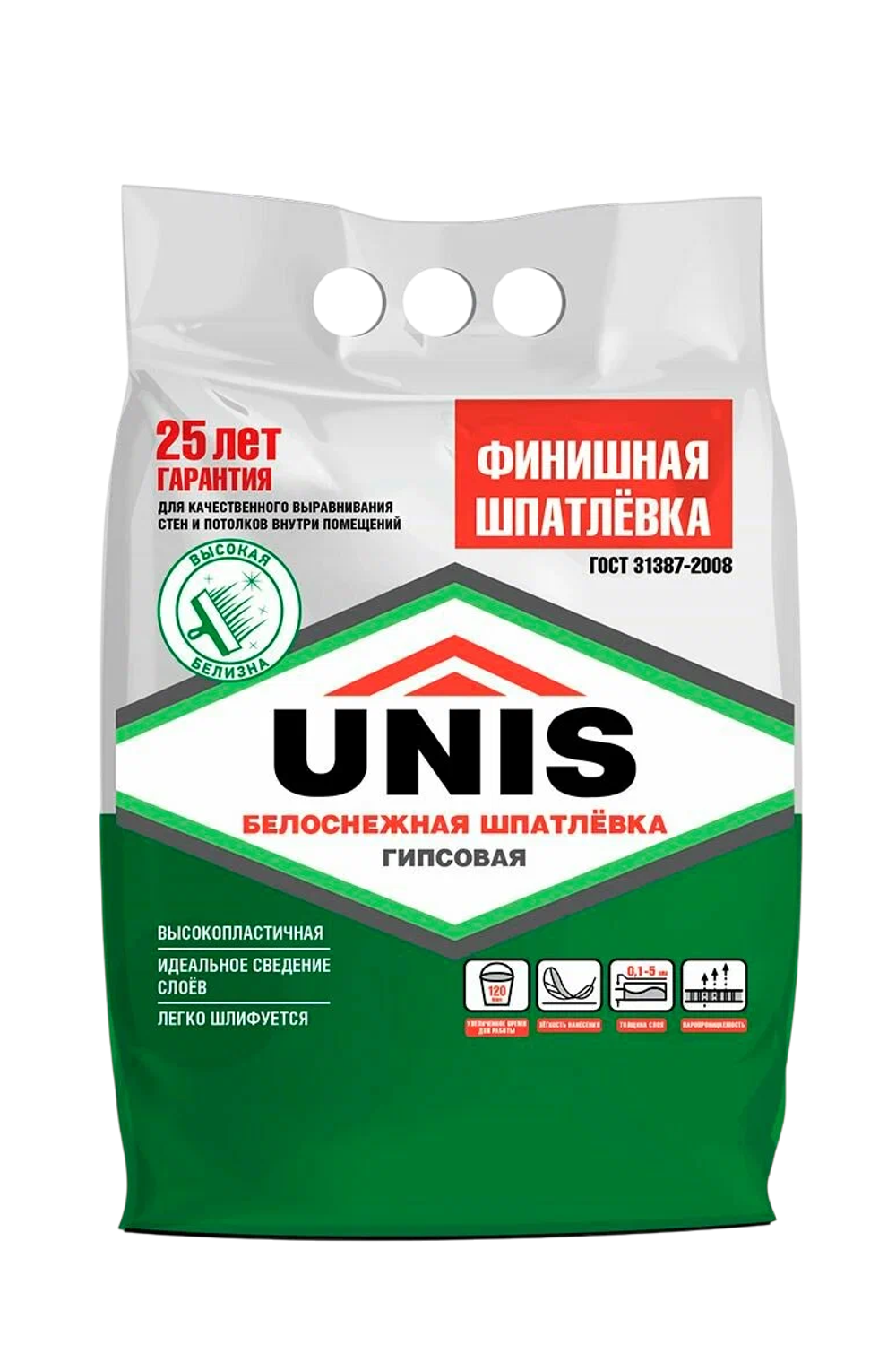 Шпатлёвка UNIS ТЕПЛОН ФИНИШ гипсовая супербелая финишная  5 кг