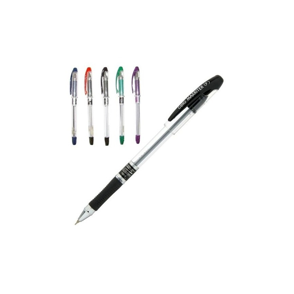 Ручка Cello Maxriter F 0.7 игловидный наконечник, резиновый упор, масляная основа, черная
