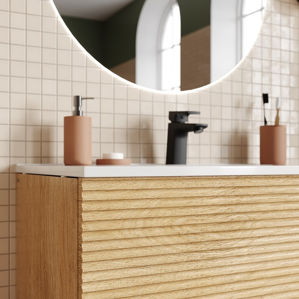 Тумба с умывальником IDDIS Bild, подвесная, 80 см, дуб светлый, BIL80V0i95K