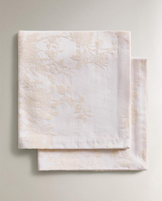 ZARA HOME ЖАККАРДОВАЯ САЛФЕТКАУ (УПАКОВКА ИЗ 2 ШТУК), БЕЖЕВЫЙ