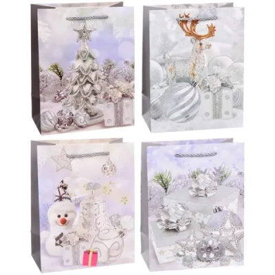 Пакет подарочный «Серебряная сказка» 23*18*10 см, микс