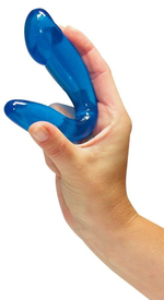 Синий двусторонний фаллоиммитатор Galaxia - 18 см.