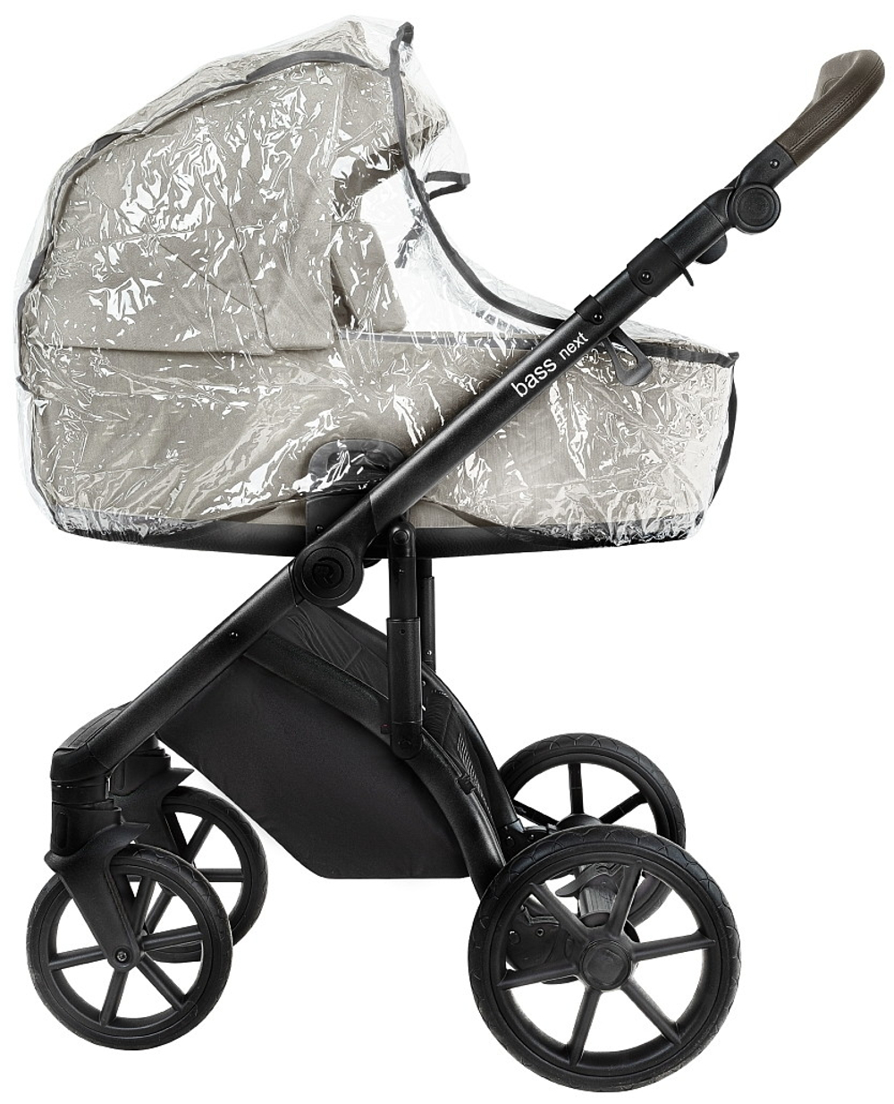 Детская коляска Roan Bass Next 2.0 3 в 1 с автокреслом Pituso Baesa Pro Black BSN/45/2 Marzipan/Black/руч.Cappuccino(2 места)