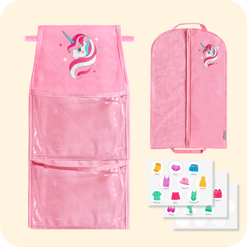 Набор для детского сада: кармашек, чехол, наклейки. Единорожек