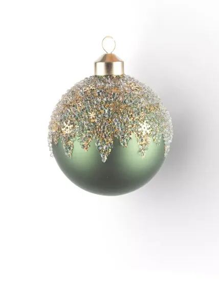 Винтажный стеклянный шар Нефритовая загадка 8 см., 1 шт., Karlsbach (12416)