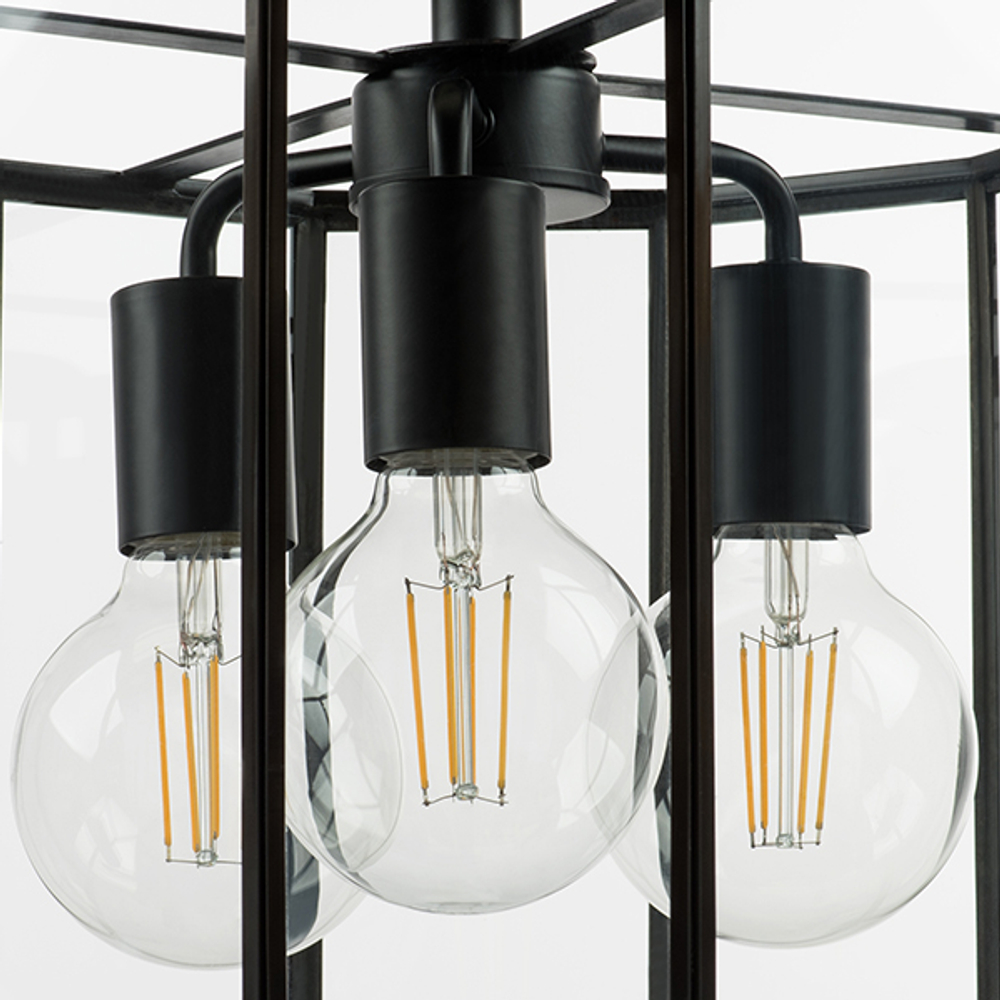 798237 Люстра GENNI 3х40W E27 ЧЕРНЫЙ МАТОВЫЙ/ПРОЗРАЧНЫЙ