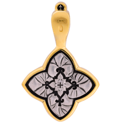 Лилии. Православный крест из серебра с позолотой.