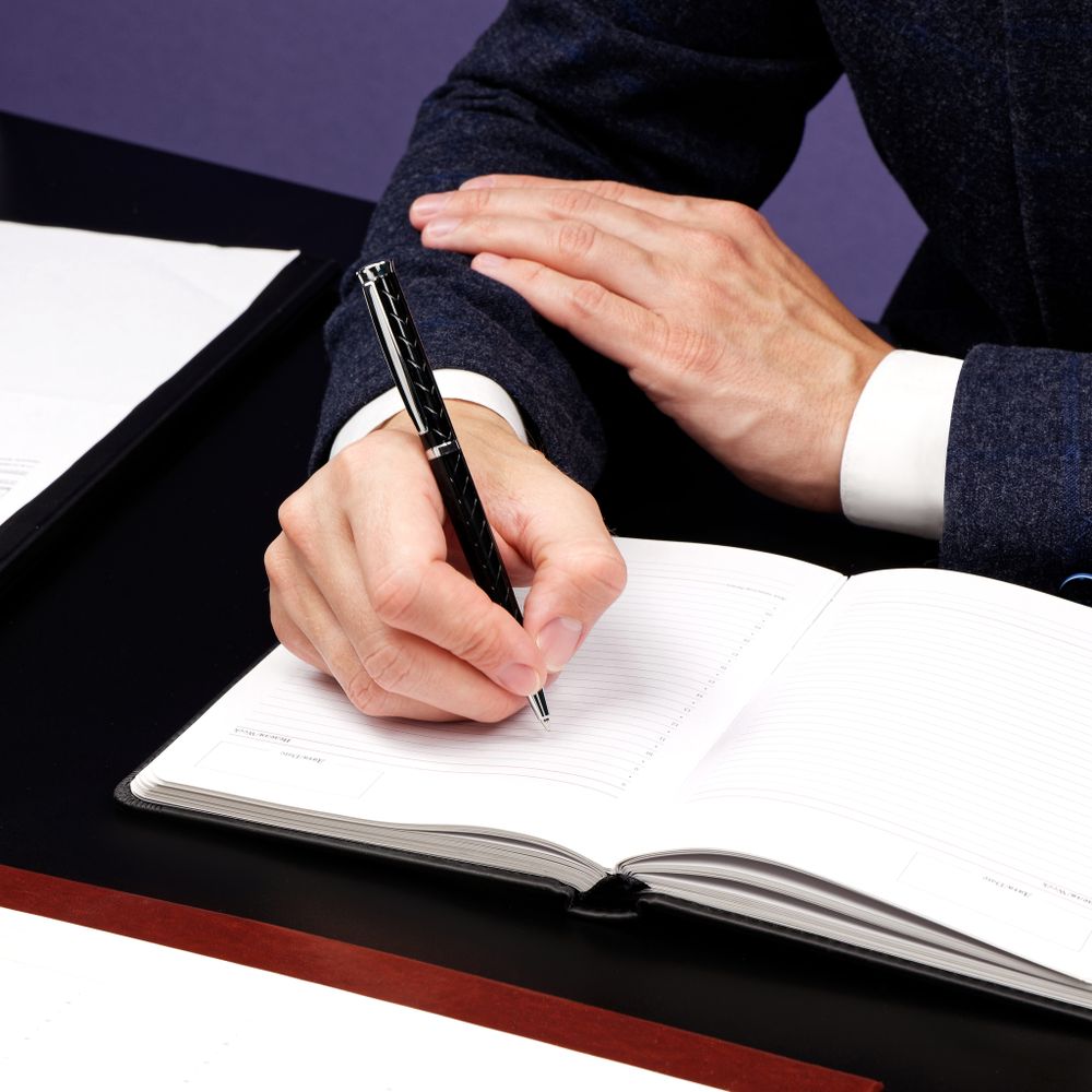 Ручка шариковая Delucci "Impero" синяя, 1,0мм, корпус черный/серебро, поворотн., подарочная упаковка