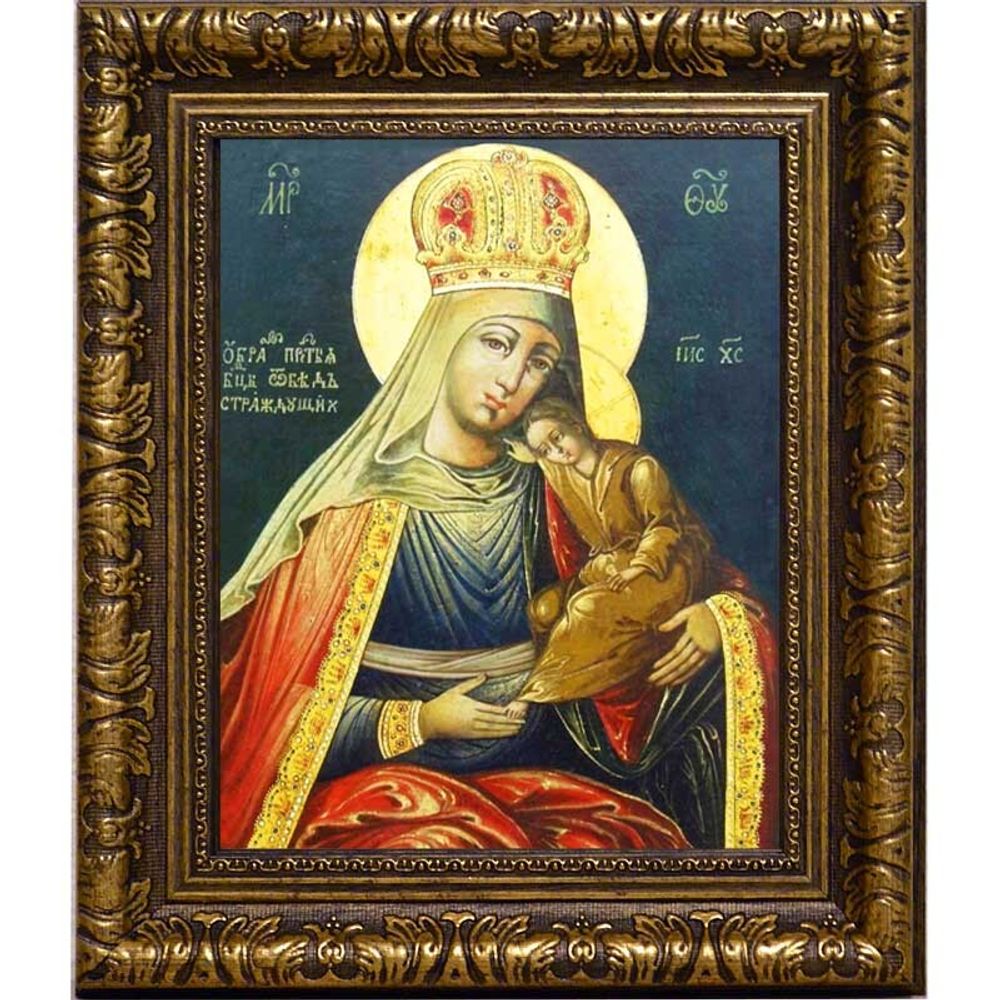 От бед страждущих Избавительница. Икона Божьей Матери на холсте.