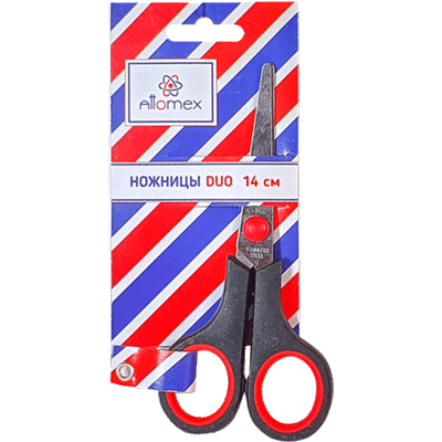 Ножницы канц. 14см. двухцветные прорезин. кольца "Attomex. Duo" (deVENTE)