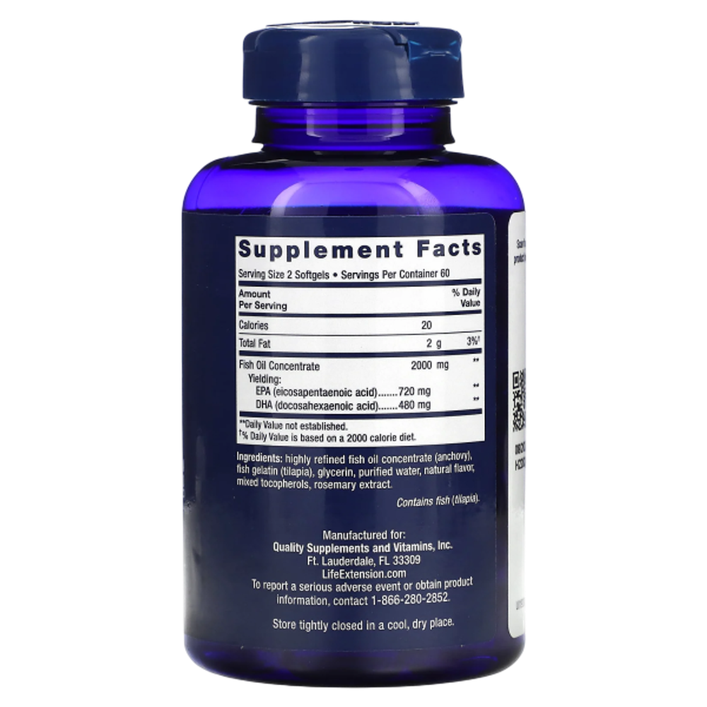 Life Extension Mega EPA/DHA 120 softgels , Омега 3 ЭПК/ДГК