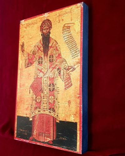 Икона святой Кирилл Александрийский на дереве на левкасе