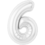 Шар фольгированный Цифра 6 101 см (Белый)