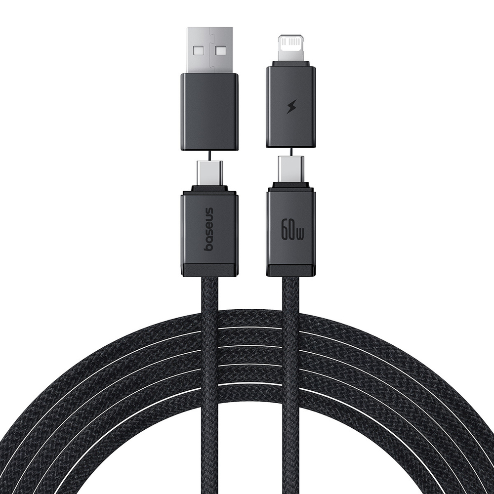 Кабель C+U - C+L Baseus Versatile Two-for-Two Charging+Data 60W 0.6-2m - Cosmic Black