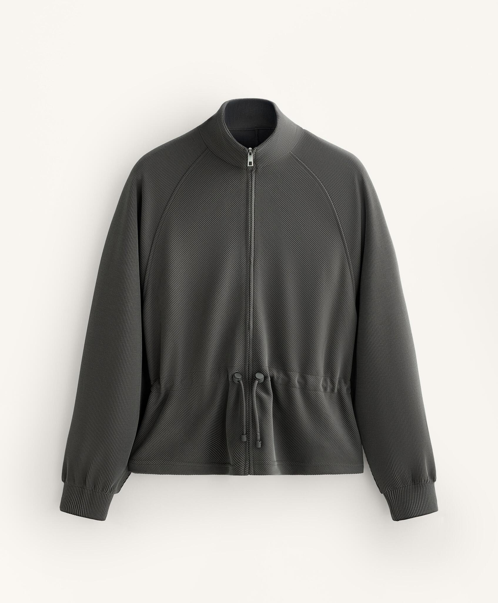 Oysho Стеганая куртка с регулируемой талией, темный антрацит