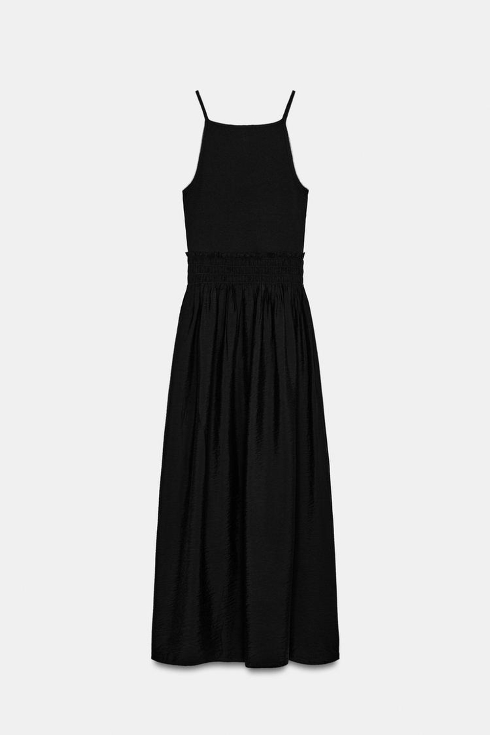 ZARA КОМБИНИРОВАННОЕ ПЛАТЬЕ НА БРЕТЕЛЯХ, ЧЕРНЫЙ