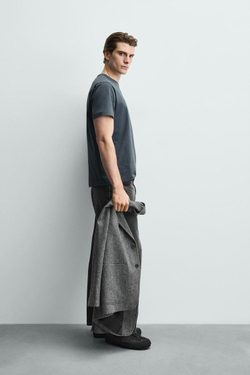 ZARA ФУТБОЛКА MEDIUM WEIGHT БАЗОВАЯ, СИНЕВАТЫЙ