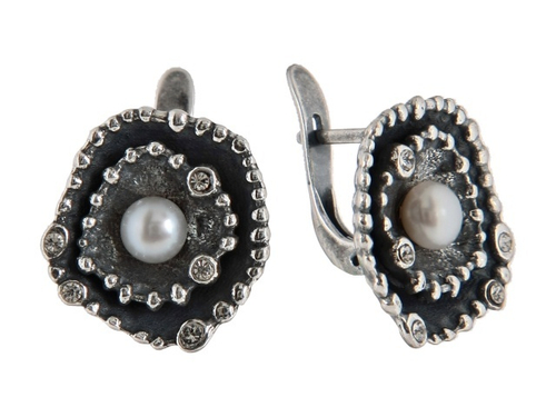 "Жюли" серьги в серебряном покрытии из коллекции "Морской коктейль" от Jenavi с английским замком