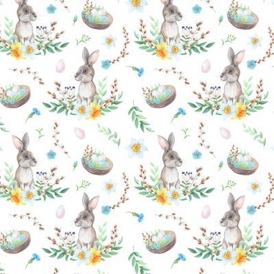 Зайки на полянке.Белый