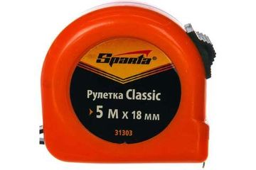 Рулетка SPARTA Classic,5 м х 18 мм, пластиковый корпус// 31303