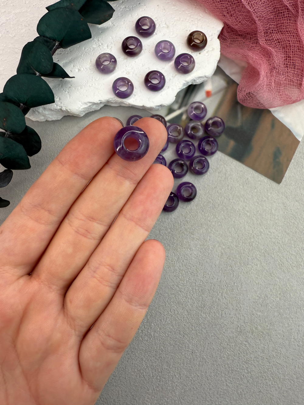 Бублики из натурального аметиста 6*12 см, 2 шт