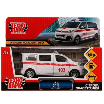 Модель ин. мет. "Citroen Space Tourer Скорая" 12см, двер, бел, коробка SPATOU-12AMB-WH (Технопарк)