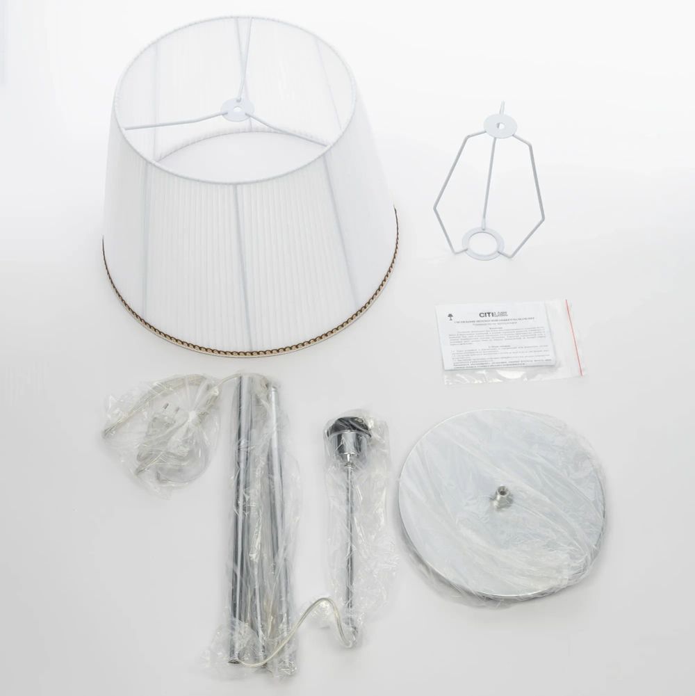 Citilux Линц CL402970 Торшер хром с белым абажуром