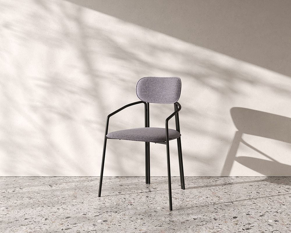 Стул Ror, Round, рогожка, черный/серый