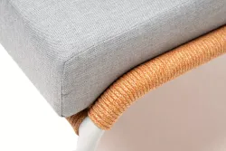 "Милан" кресло плетеное из роупа, каркас алюминий светло-серый (RAL7035) муар, роуп оранжевый меланж круглый, ткань светло-серая