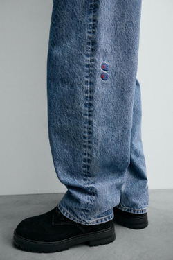 ZARA X CHAMPION ® ДЖИНСЫ СВОБОДНОГО КРОЯ, ВЫЦВЕТШИЙ СИНИЙ