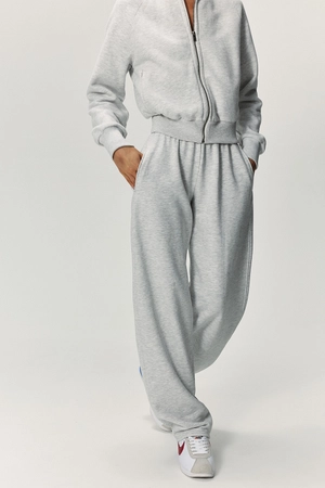 Штаны бананы утеплённые Светло-серый меланж