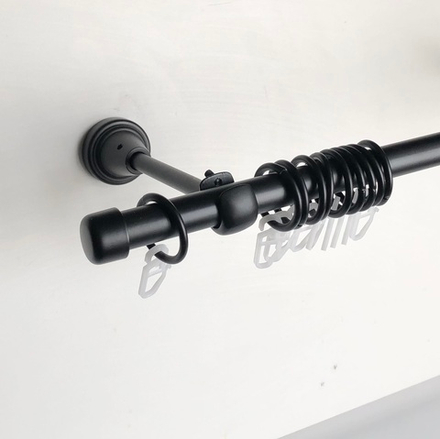 Карниз круглый металлический d19 мм однорядный "Заглушка", цвет черный матовый