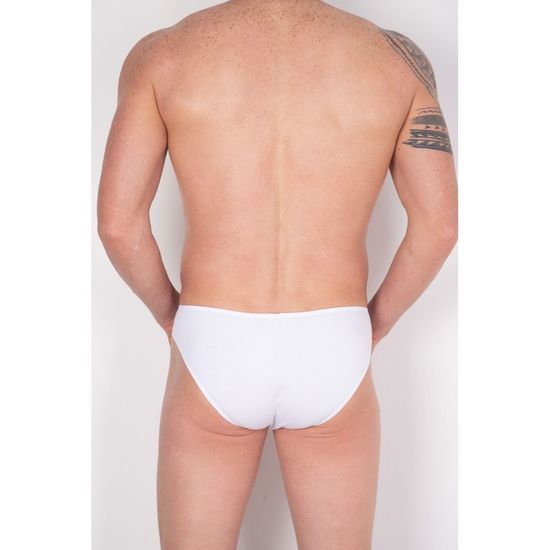 Мужские трусы брифы белые с красно-белой вставкой Cosmos Colors FM40_WR