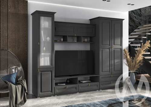 Гостиная Престиж 1 (графит/графит структурный) Вариант №3