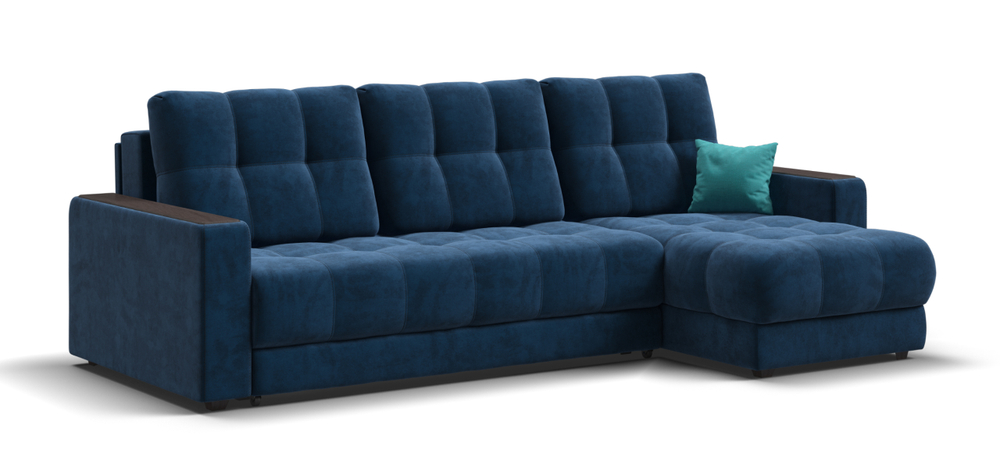Угловой диван Босс Классик Велюр Монолит синий
