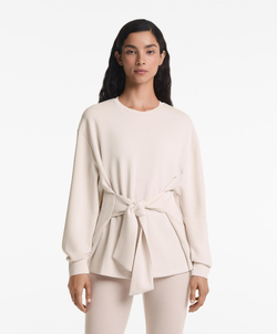 Oysho Толстовка мягкая на ощупь с завязкой на талии, серо-бежевый