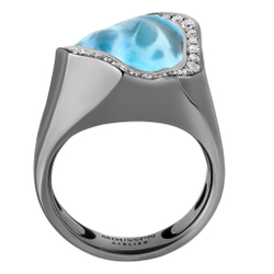 Кольцо с Акамарином и Бриллиантами, R0030-26/1