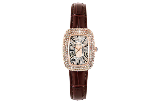 KANGOL Quartz Movement Genuine Leather Strap Watch Women"s Watch Gold Dial