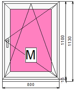 Пластиковое окно с поворотно-откидной створкой 1100 х 800 ТермА Эко + Москитная сетка