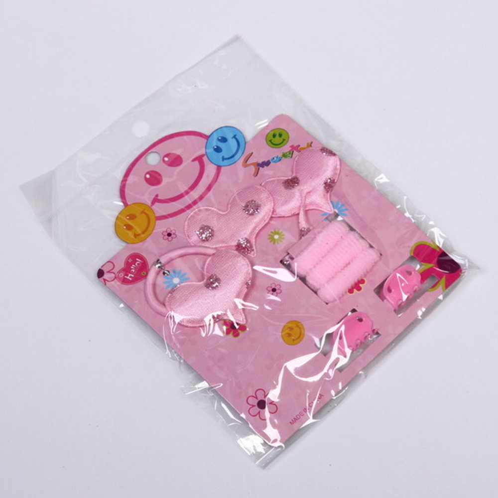 Аксессуары для волос детские «Fashion exclusive- Сердечки», 3 цвета, (2 краба, 6 резинок), 12*17 см