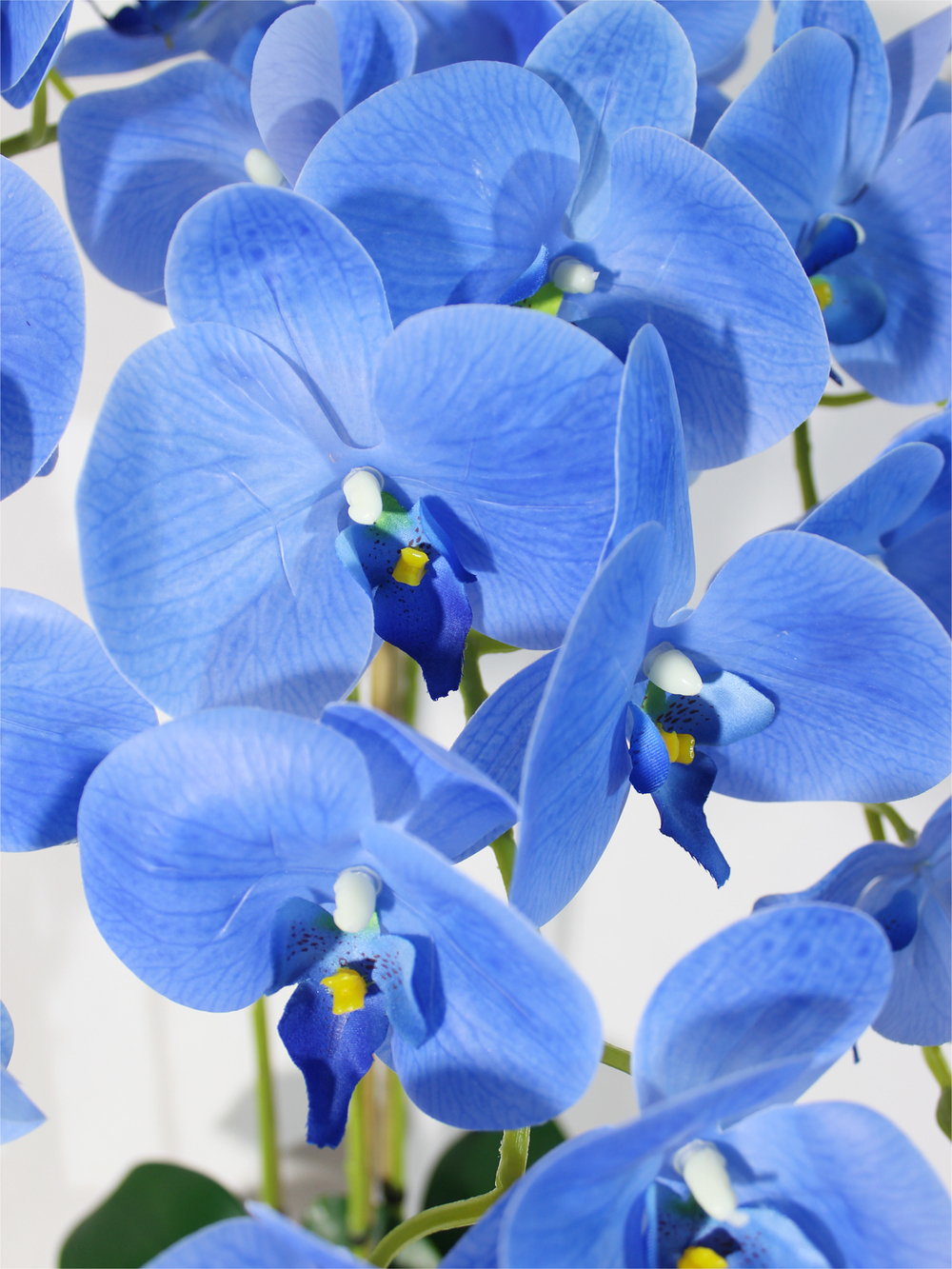 Искусственные цветы Орхидеи 3 ветки синие латекс 65см в кашпо