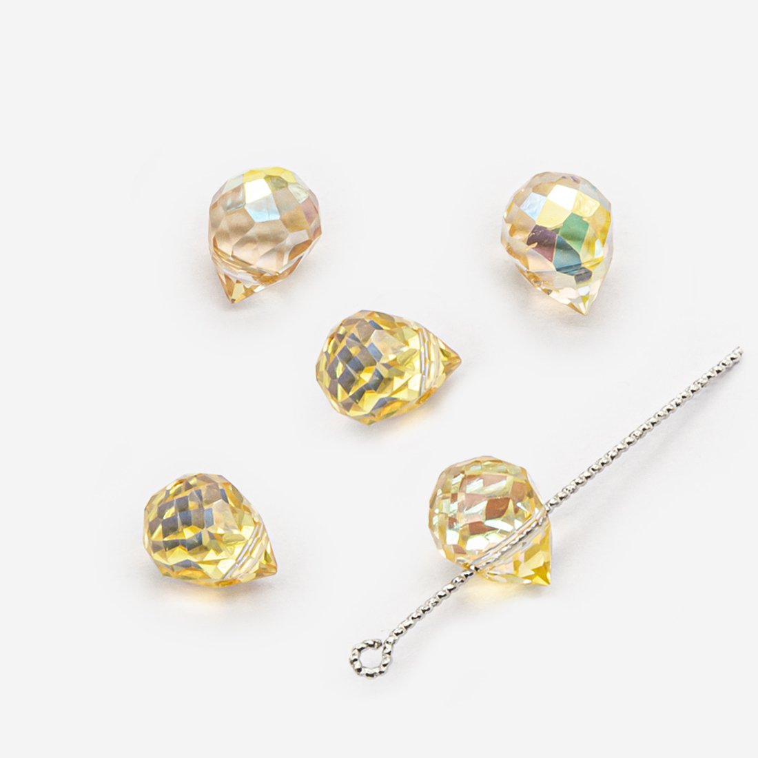 Бриолетт, золотой с покрытием, 10*8мм, хрусталь