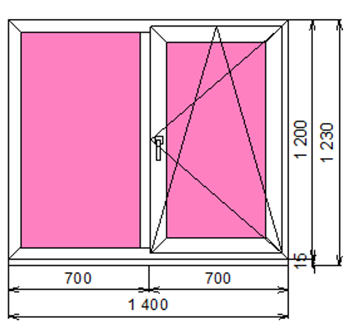 Пластиковое окно 1200 х 1400 ТермА Эко