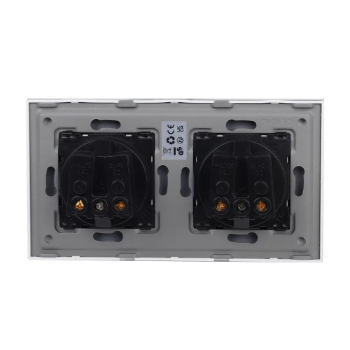 Розетка 16А 250V 2 пост рамка закаленное стекло встраиваемая розетка с заземлением