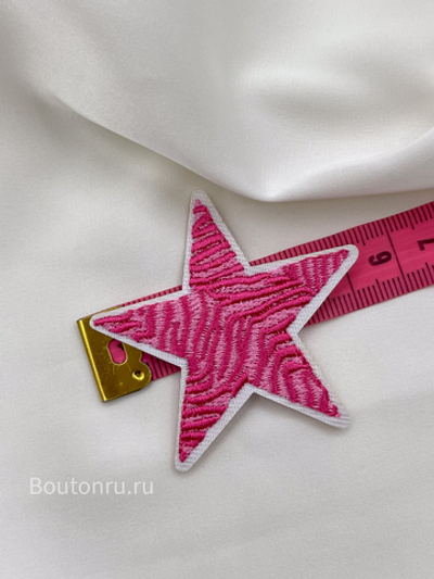 Нашивка звезда розовая 6,5 см